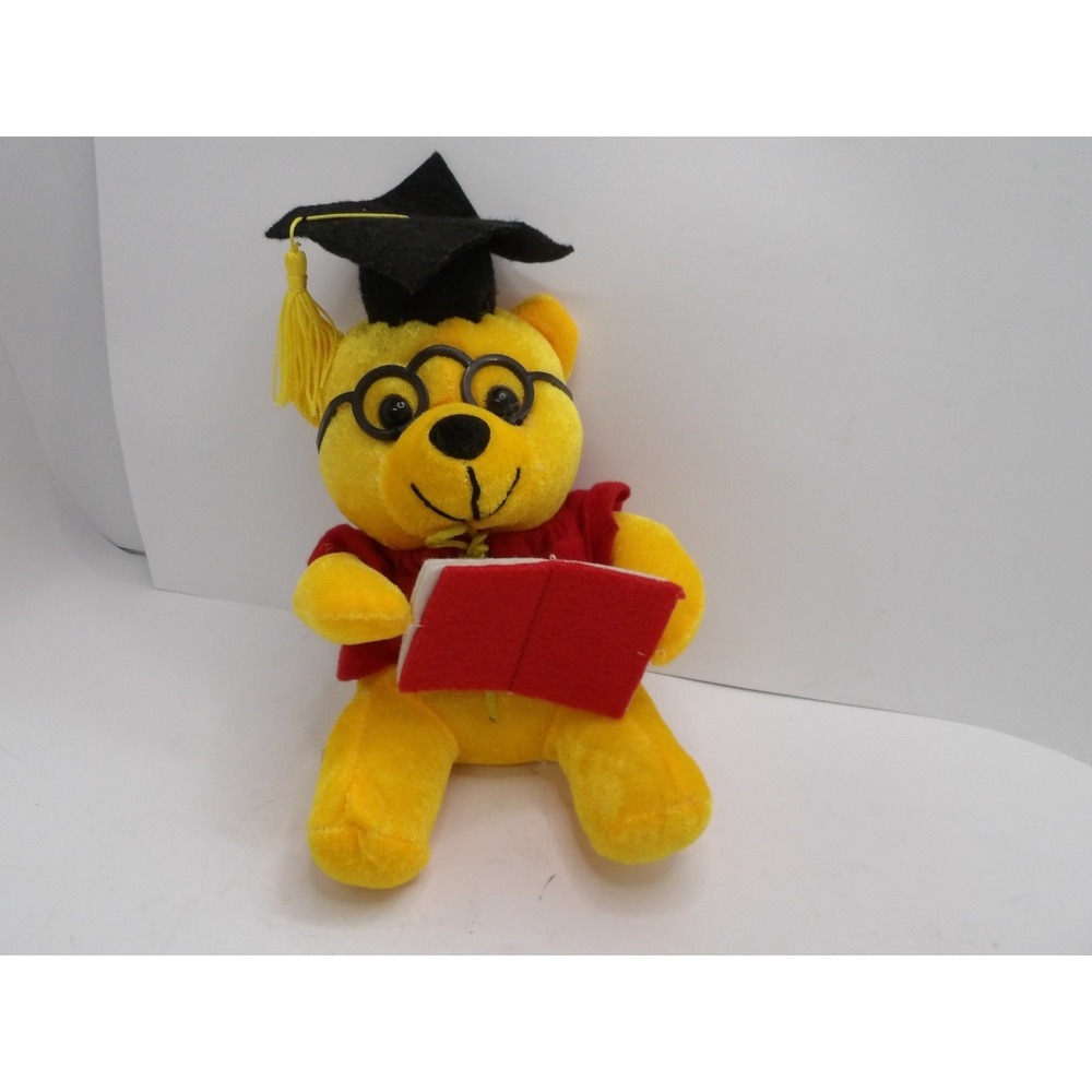 Elko Graduation Bear Plush Yellow Cap Gown Glasses Book Stuffed Animal Toy